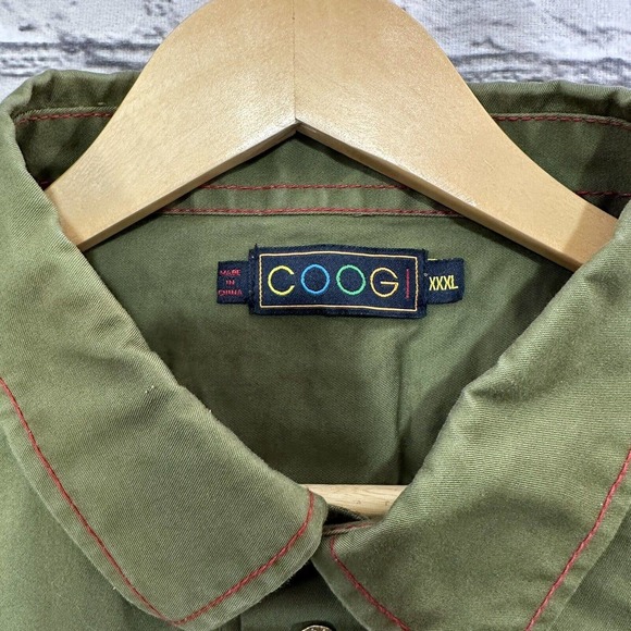 COOGI Vintage Green Cotton Mens Size XXL Casual Western Utility Dress Shirt - Picture 7 of 12